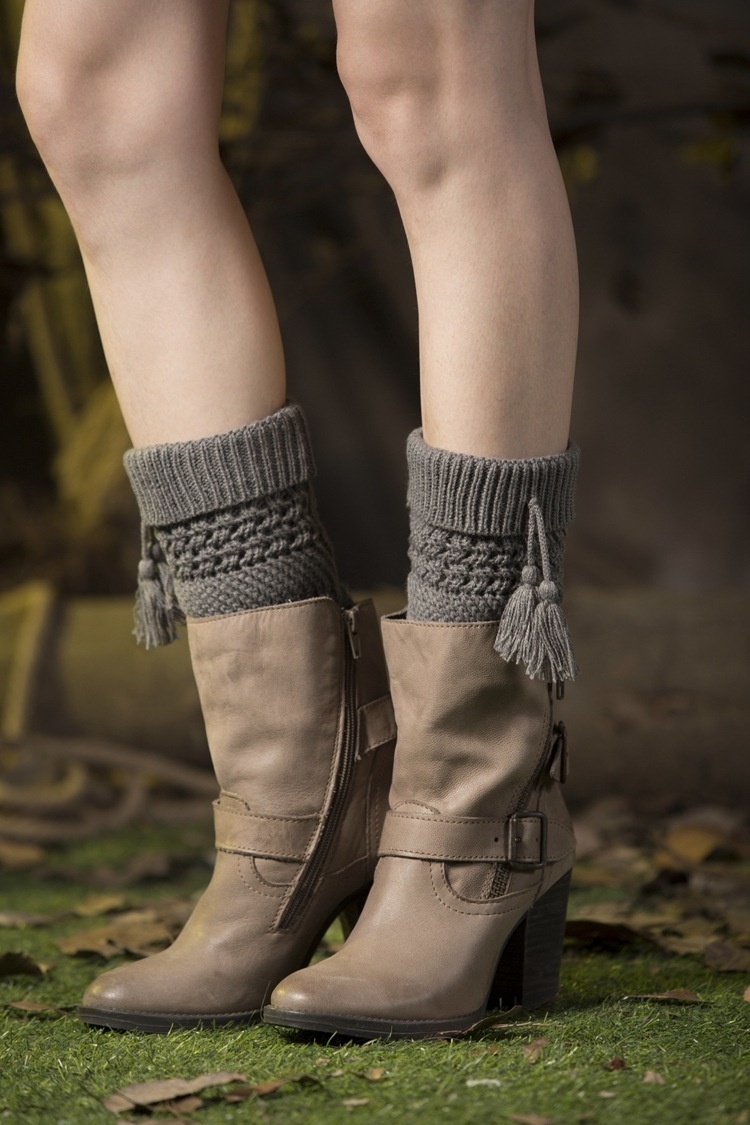 Winter Knit Leg Warmers Crochet Boot Cuffs With Tassel Thermal  Foot Warmer